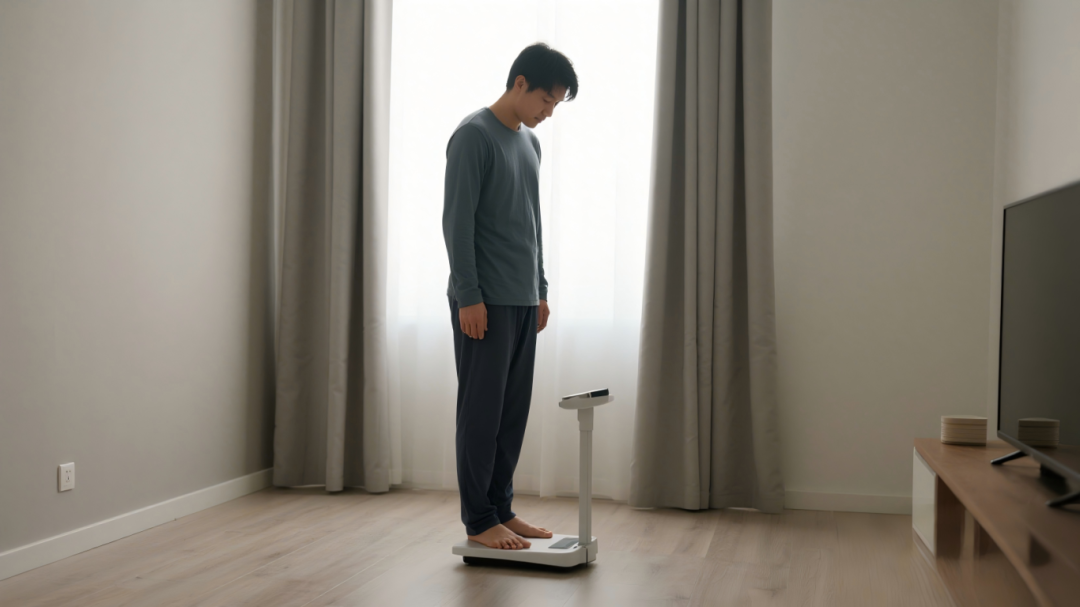 jimeng-2026-01-30-7470-亚洲人在室内体重秤上称体重，穿长袖长裤(1).png