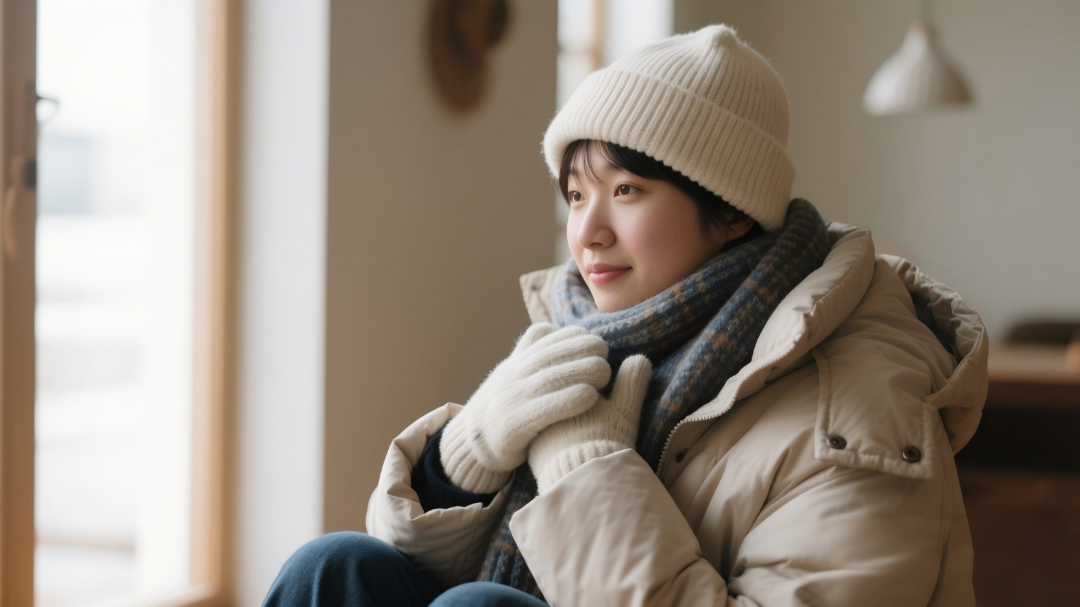 jimeng-2026-01-30-5675-亚洲人在室内坐着穿棉衣、戴帽子、戴围巾、戴手套(1).png