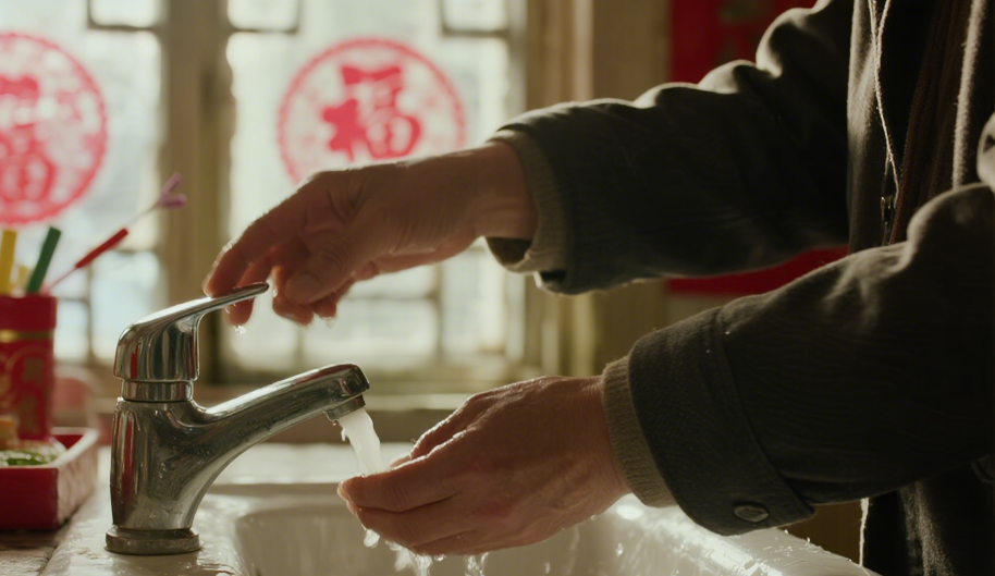 jimeng-2026-02-08-2280-洗手，春节氛围，真实风格.png
